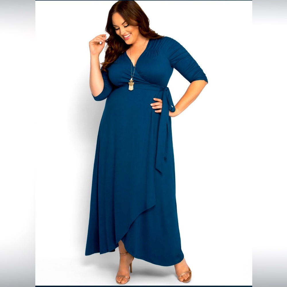 Kiyonna Meadow Dream Maxi Dress 3x Teal